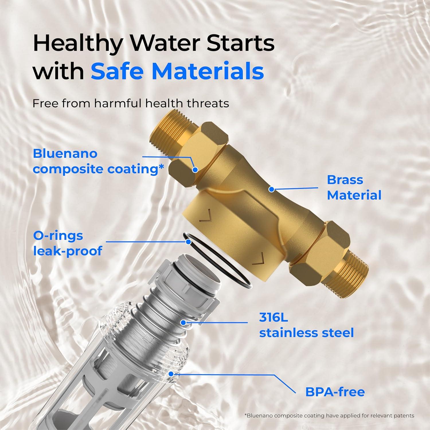 imageWaterdrop Spin Down Sediment Filter Backwash Whole House Water Filter System for Well Water 4050 Micron 1quot MNPT  34quot FNPT  34quot MNPT Traps Sand BPA Free WDRPFK100500 Micron