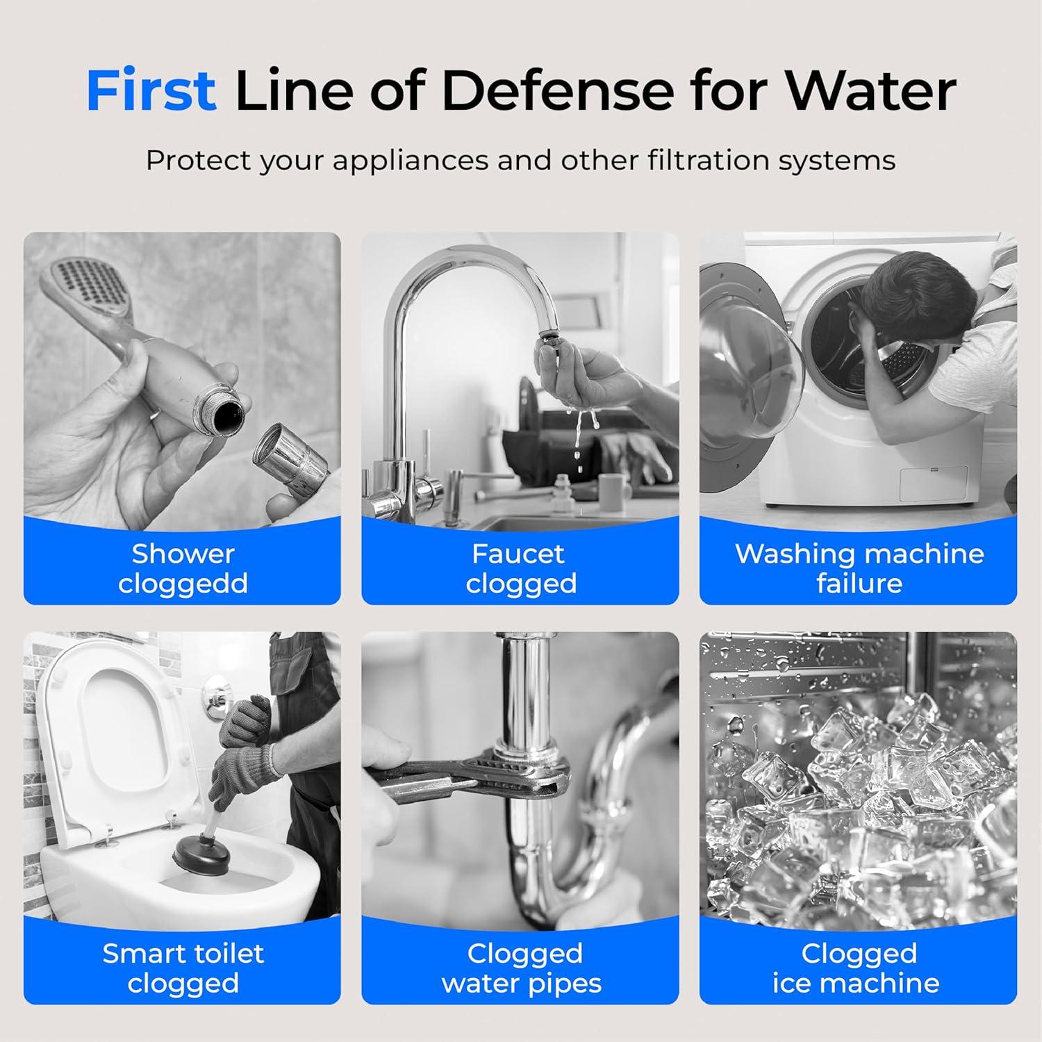 imageWaterdrop Spin Down Sediment Filter Backwash Whole House Water Filter System for Well Water 4050 Micron 1quot MNPT  34quot FNPT  34quot MNPT Traps Sand BPA Free WDRPFK100500 Micron