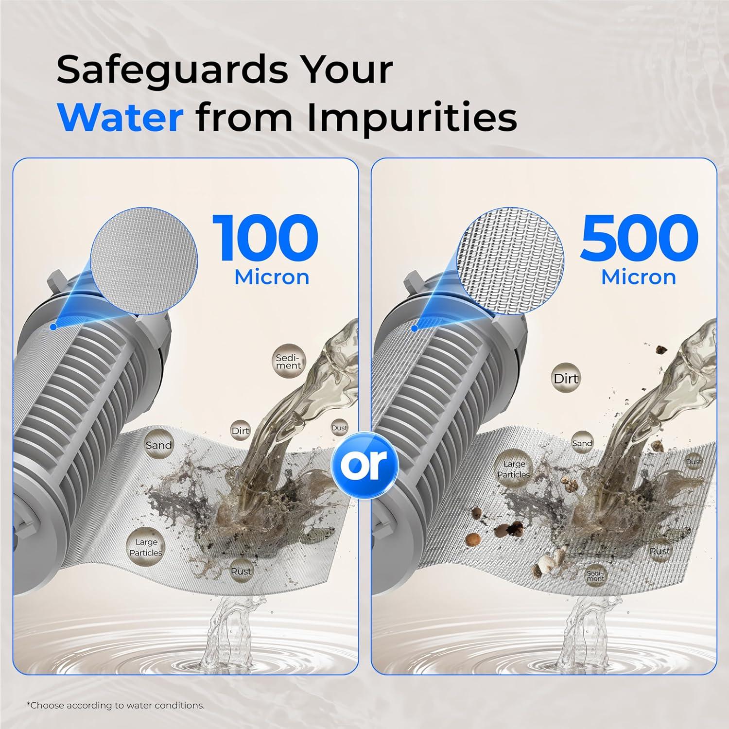 imageWaterdrop Spin Down Sediment Filter Backwash Whole House Water Filter System for Well Water 4050 Micron 1quot MNPT  34quot FNPT  34quot MNPT Traps Sand BPA Free WDRPFK100500 Micron