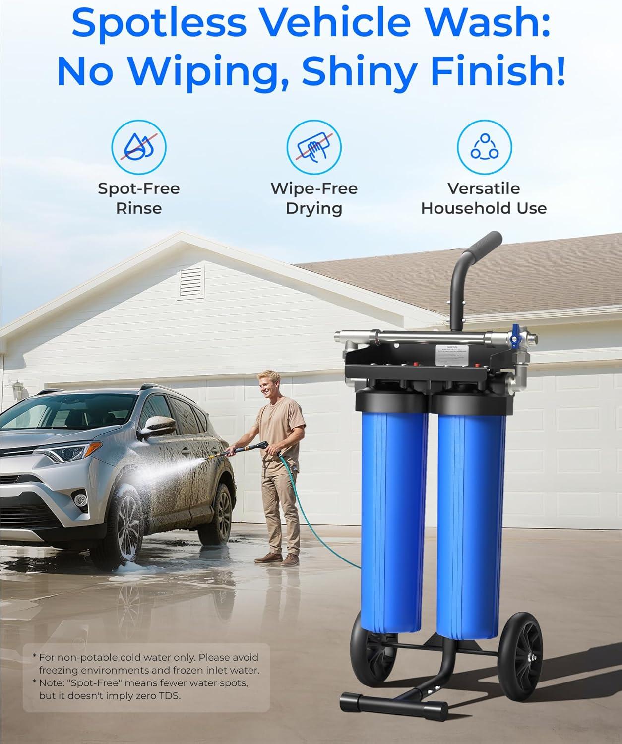 imageWaterdrop Spotless Car Wash System with Bypass Valve Deionized Water System Spot Free Works for All Vehicles RV Motorcycles Windows Boats Planes and More 20 Inches