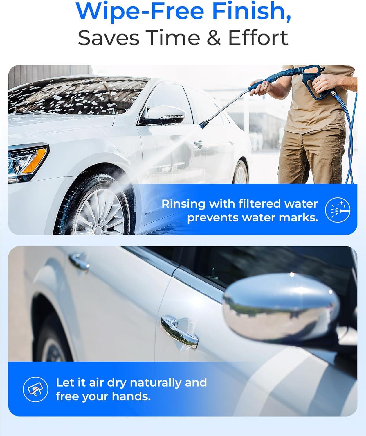 imageWaterdrop Spotless Car Wash System with Bypass Valve Deionized Water System Spot Free Works for All Vehicles RV Motorcycles Windows Boats Planes and More 20 Inches