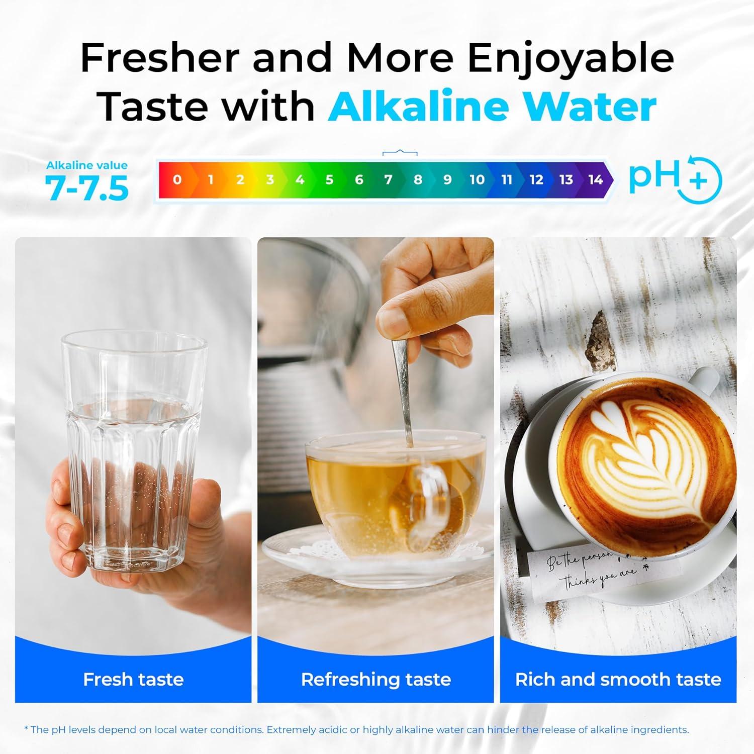imageWaterdrop TSBALK 8 Layer Slightly Alkaline Under Sink Water Filter System Reduces PFAS PFOAPFOS Fluoride Chlorine Bad Taste ampamp Odor with Dedicated Faucet Under Sink Water Filtration SystemBlackAlkaline Water