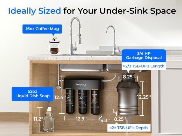 imageWaterdrop TSBALK 8 Layer Slightly Alkaline Under Sink Water Filter System Reduces PFAS PFOAPFOS Fluoride Chlorine Bad Taste ampamp Odor with Dedicated Faucet Under Sink Water Filtration SystemPitch Black001 m Ultra Filtration