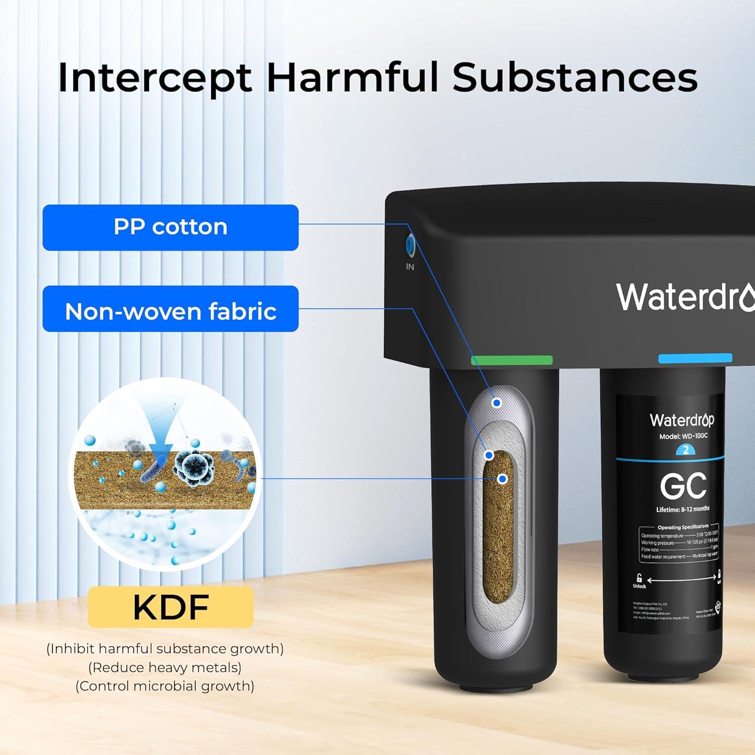 imageWaterdrop TSBALK 8 Layer Slightly Alkaline Under Sink Water Filter System Reduces PFAS PFOAPFOS Fluoride Chlorine Bad Taste ampamp Odor with Dedicated Faucet Under Sink Water Filtration SystemBlackAlkaline Water