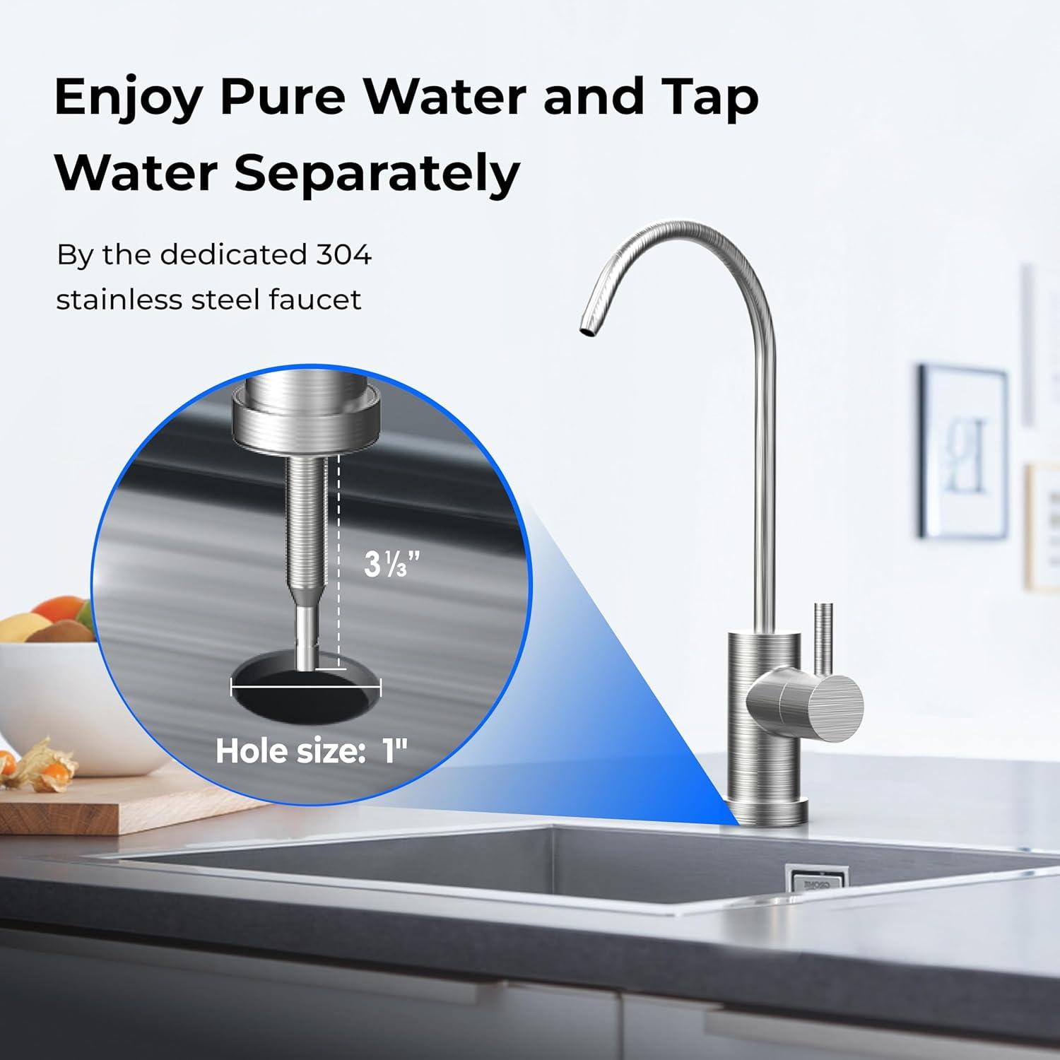 imageWaterdrop TSTUF 001m UltraFiltration Under Sink Water Filter System Stainless Steel Water Filter for Sink 5X Service Life Under Sink Water Filtration System Removes 99 of ContaminantsIncludes new dedicated faucet