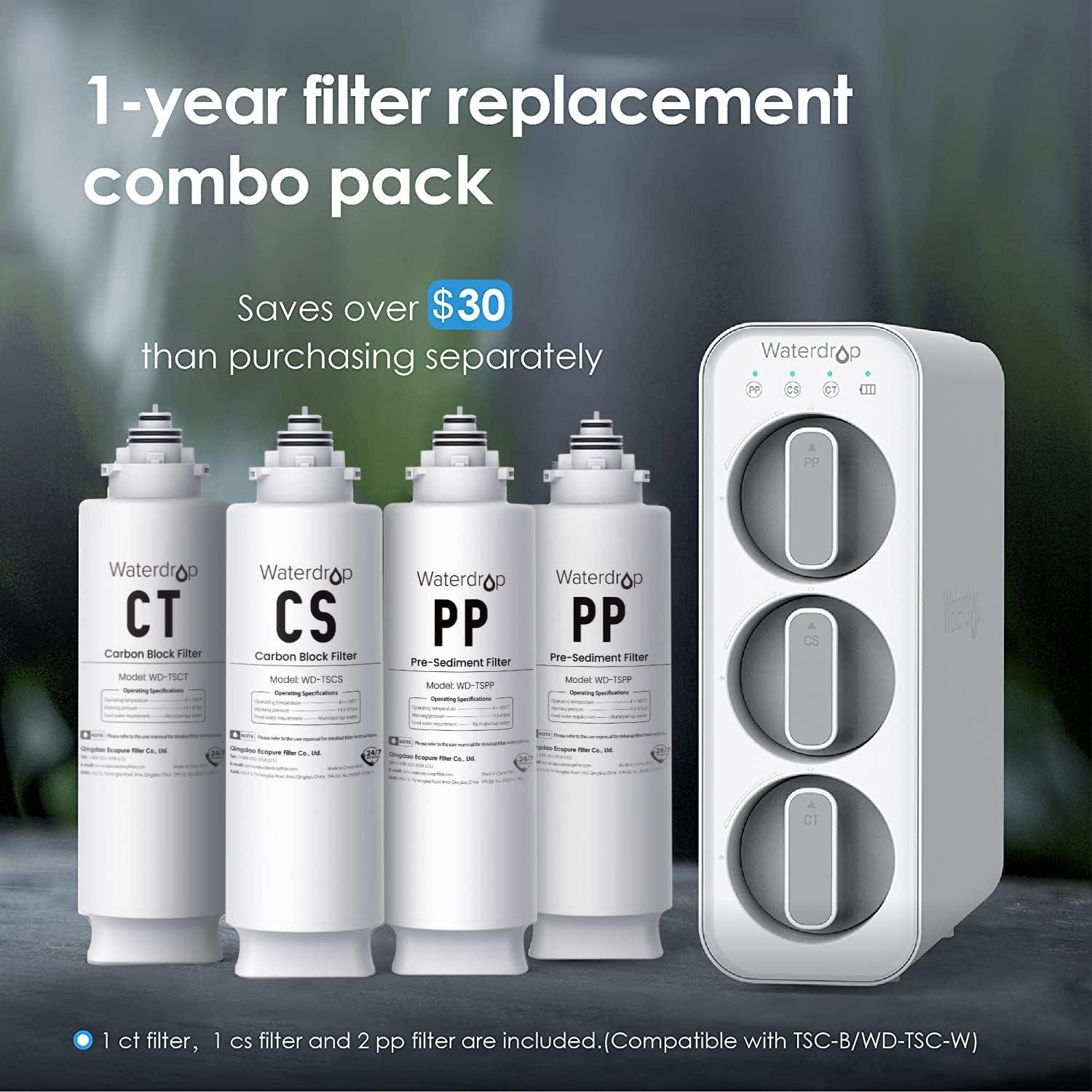 imageWaterdrop Undersink Replacement Water Filter Compo Pack 2PPCTCS