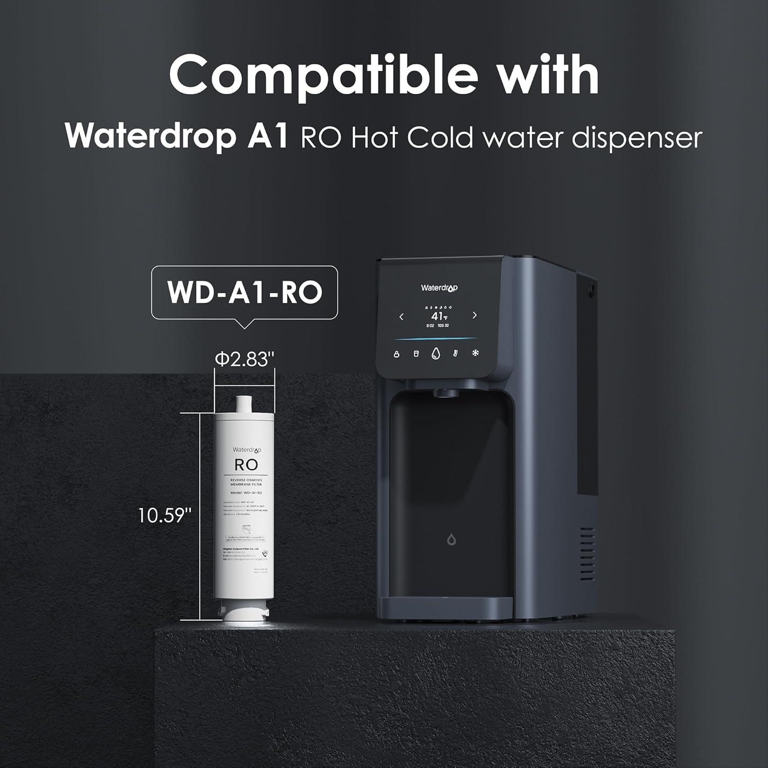 imageWaterdrop WDA1RO Filter Replacement for WDA1 Reverse Osmosis Hot Cold water Dispenser 12month Lifetime