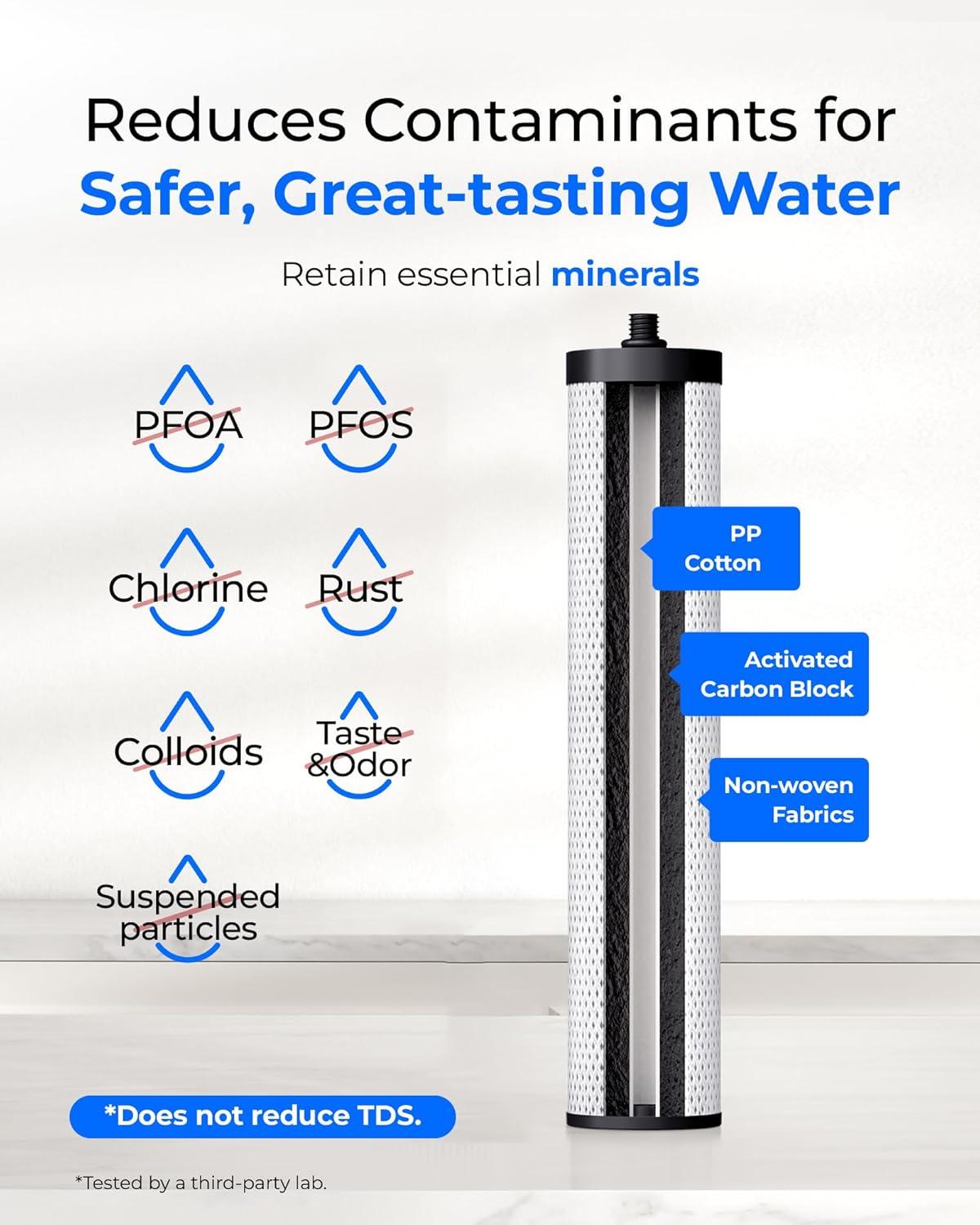 imageWaterdrop WDCFF06 Replacement Filter Countertop Water Filter 8000 Gallons Longer Filter Life Reduces PFOA PFOS Chlorine Sediment 1 Pack