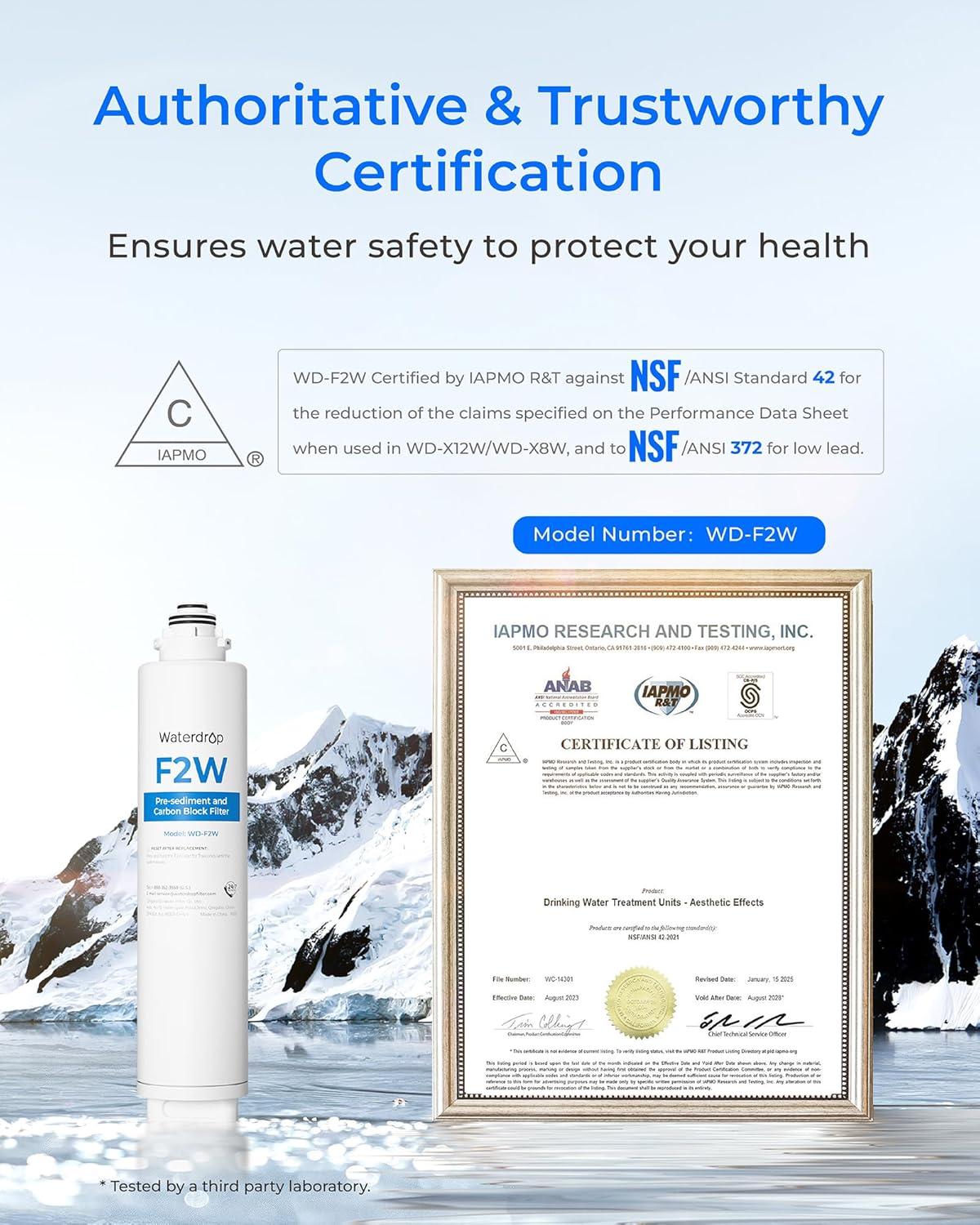 imageWaterdrop WDF2PRO Filter  Only  Replacement for WDX12PRO ampamp WDX8PRO Reverse Osmosis System 6month Lifetime