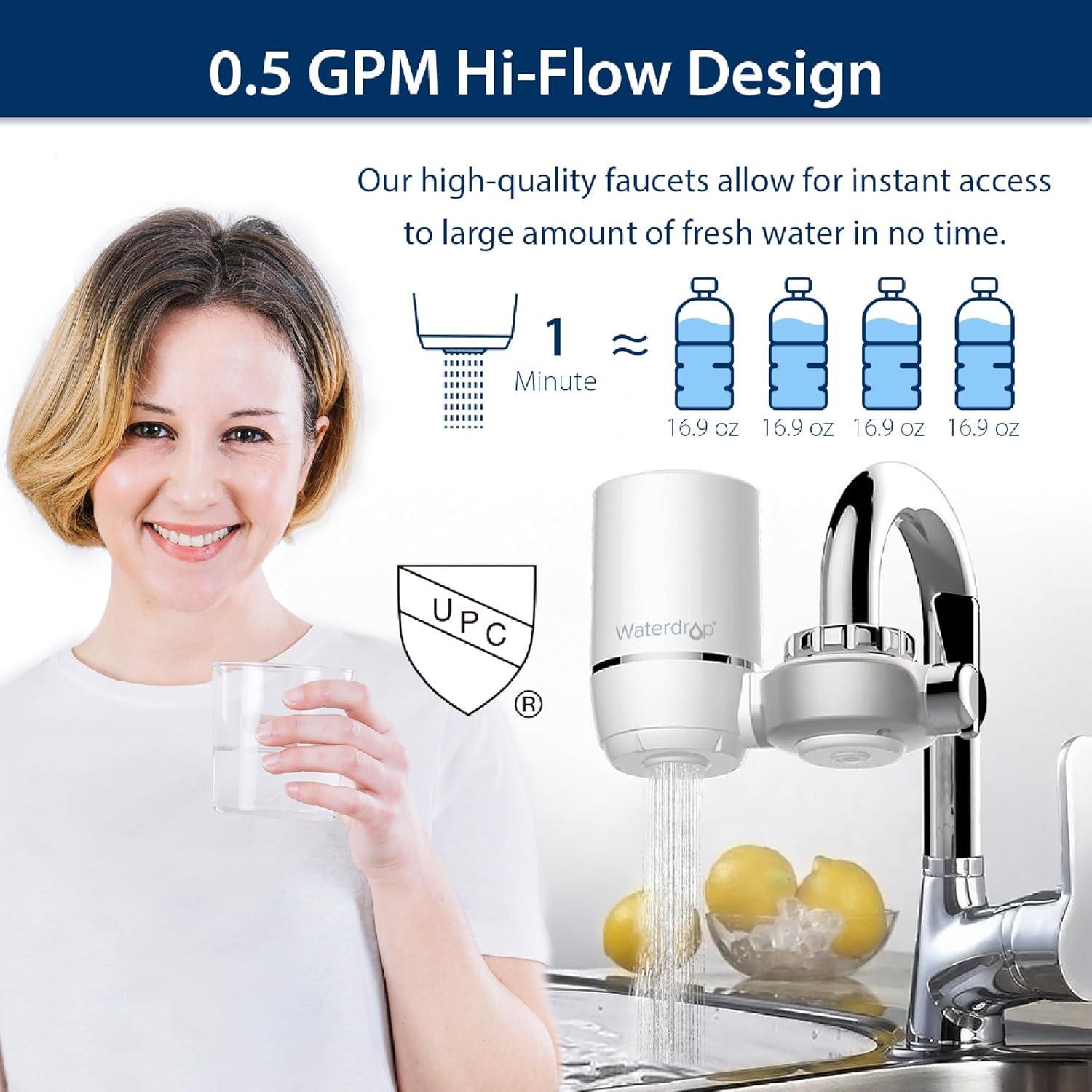 imageWaterdrop WDFF01A Replacement Filter Faucet Water Filter Replacement for WDFC01 WDFC02 WDFC06 Reduces Chlorine Taste and Odor Last Up to 9 Months Pack of 31 Count