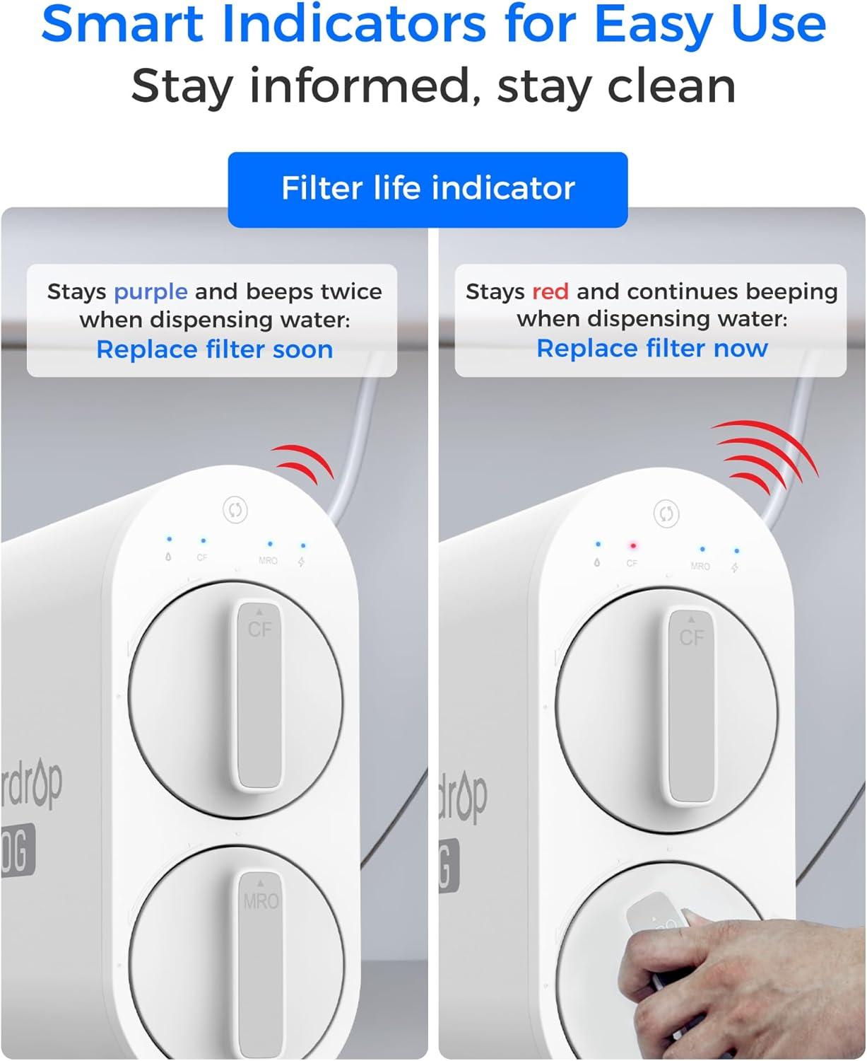 imageWaterdrop WDG2P600RO Filter Replacement for WDG2P600W Reverse Osmosis System 2year Lifetime Reduce PFAS