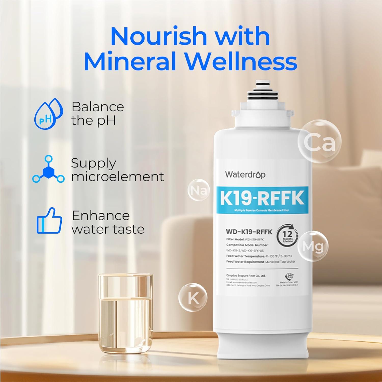 imageWaterdrop WDK19RFFK Filter Replacement for WDK19SFK Countertop Reverse Osmosis System 12month Lifetime