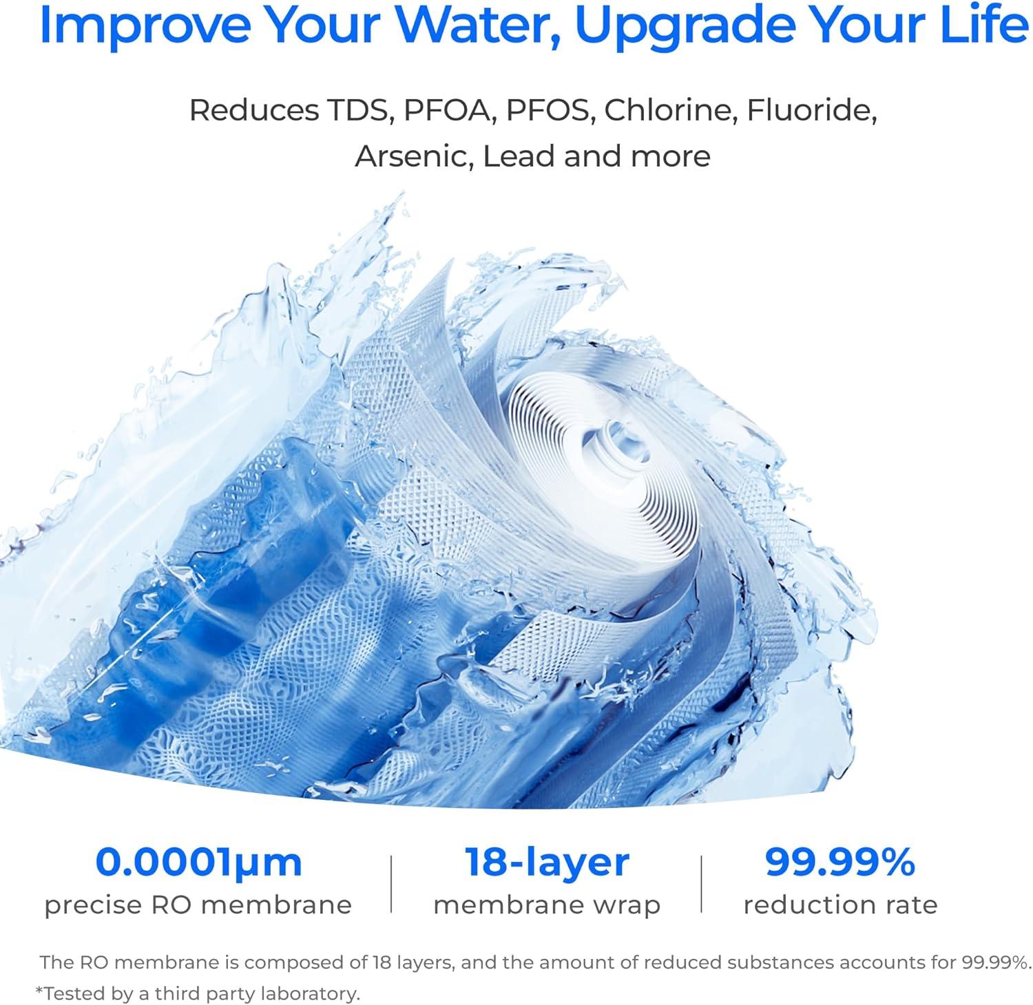 imageWaterdrop WDX16F3 Filter Replacement for WDX16Alkaline 1600 GPD Reverse Osmosis System 24month Lifetime Reduce PFAS