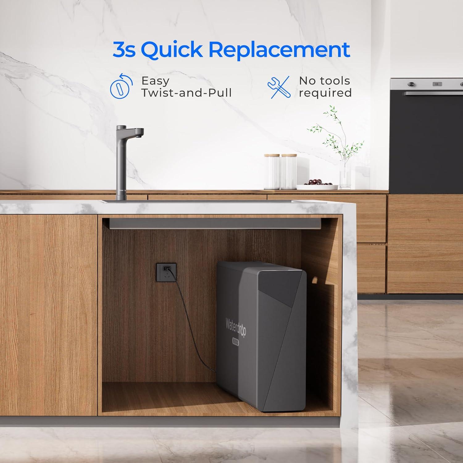 imageWaterdrop WDX16F3 Filter Replacement for WDX16Alkaline 1600 GPD Reverse Osmosis System 24month Lifetime Reduce PFAS