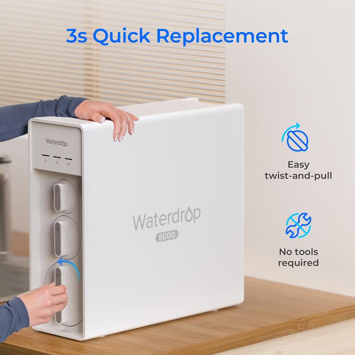 imageWaterdrop WDX8F3 Filter Replacement for WDX8Alkaline ampamp WDX8Basic ampamp WDX8PRO 800 GPD Reverse Osmosis System 24month Lifetime Reduce PFAS