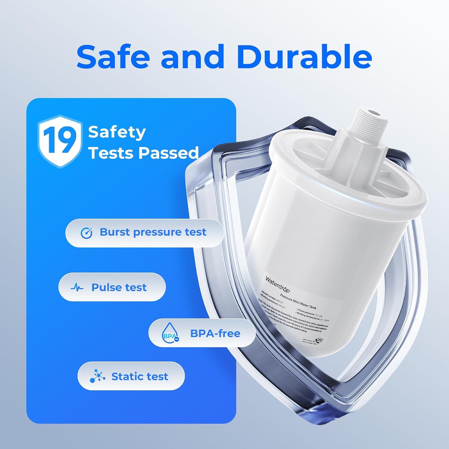 imageWaterdrop WDXT Small Water Pressure Tank RO Pressure Tank for All WDXseries Reverse Osmosis System to Connect the Refrigerator Mini RO Water Tank Fits quot Water Tubing WDX8X12X16 BPA Free