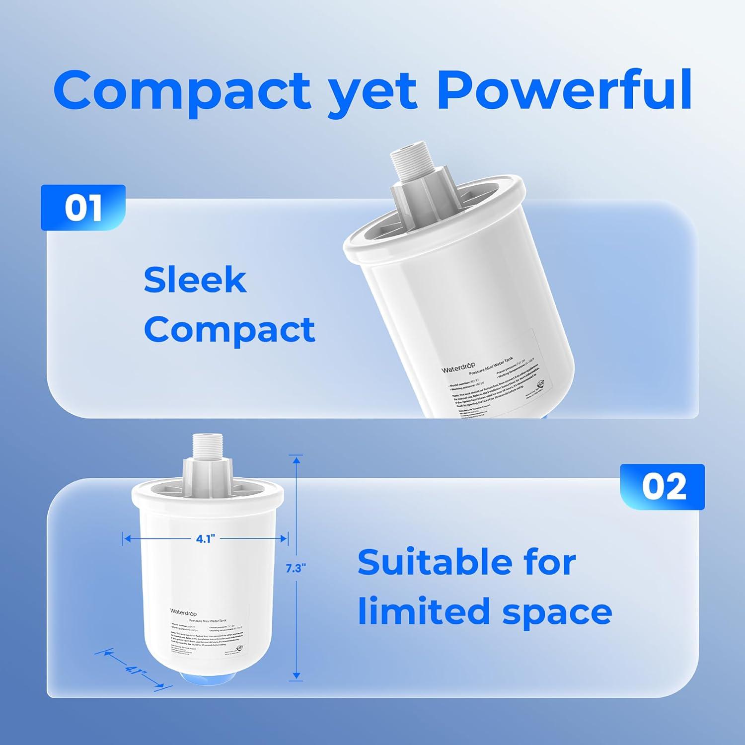 imageWaterdrop WDXT Small Water Pressure Tank RO Pressure Tank for All WDXseries Reverse Osmosis System to Connect the Refrigerator Mini RO Water Tank Fits quot Water Tubing WDX8X12X16 BPA Free