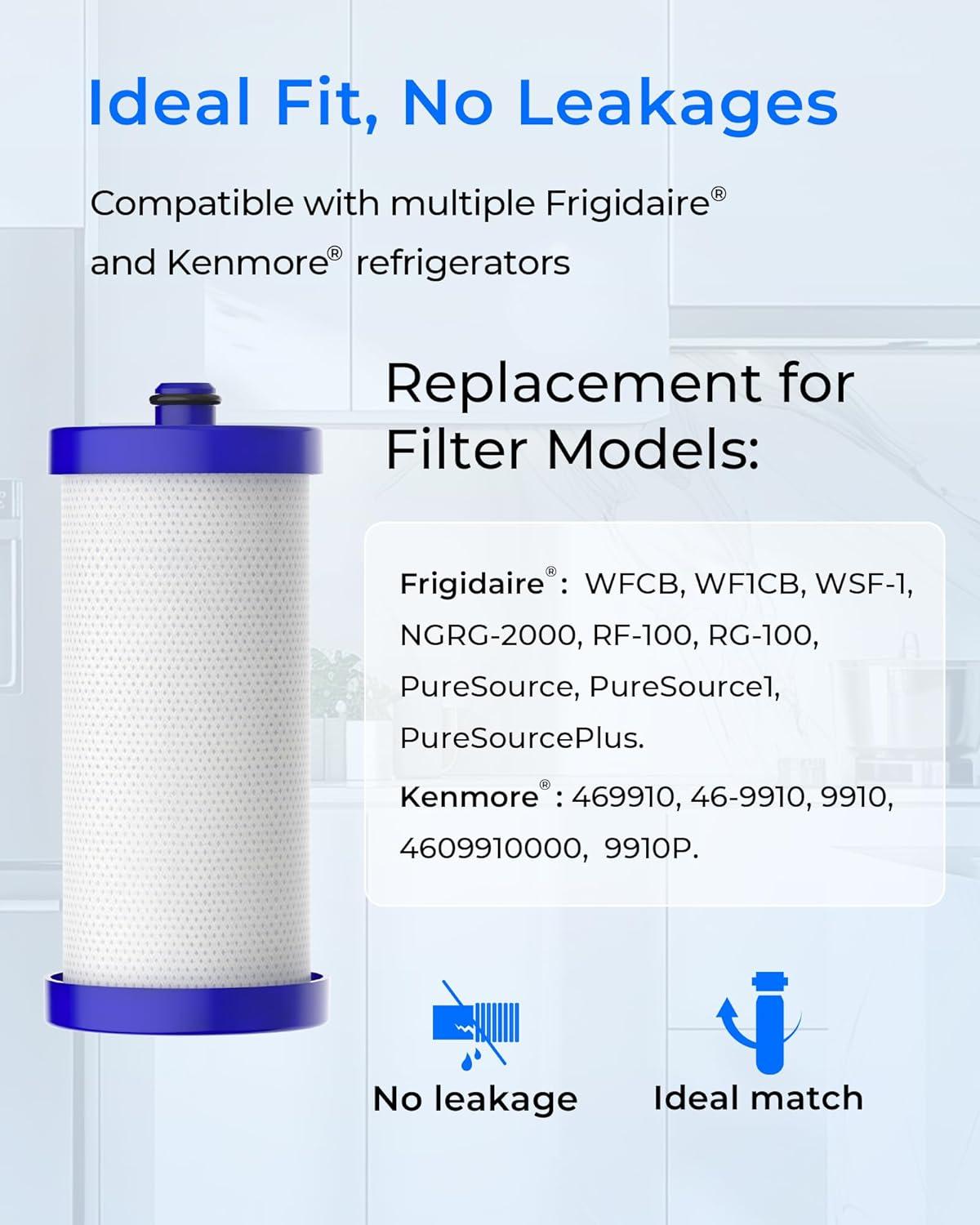 imageWaterdrop WF1CB Replacement for Frigidaire PureSource WFCB RG100 NGRG2000 WF284 9910 469906 469910 Refrigerator Water Filter 3 Filters