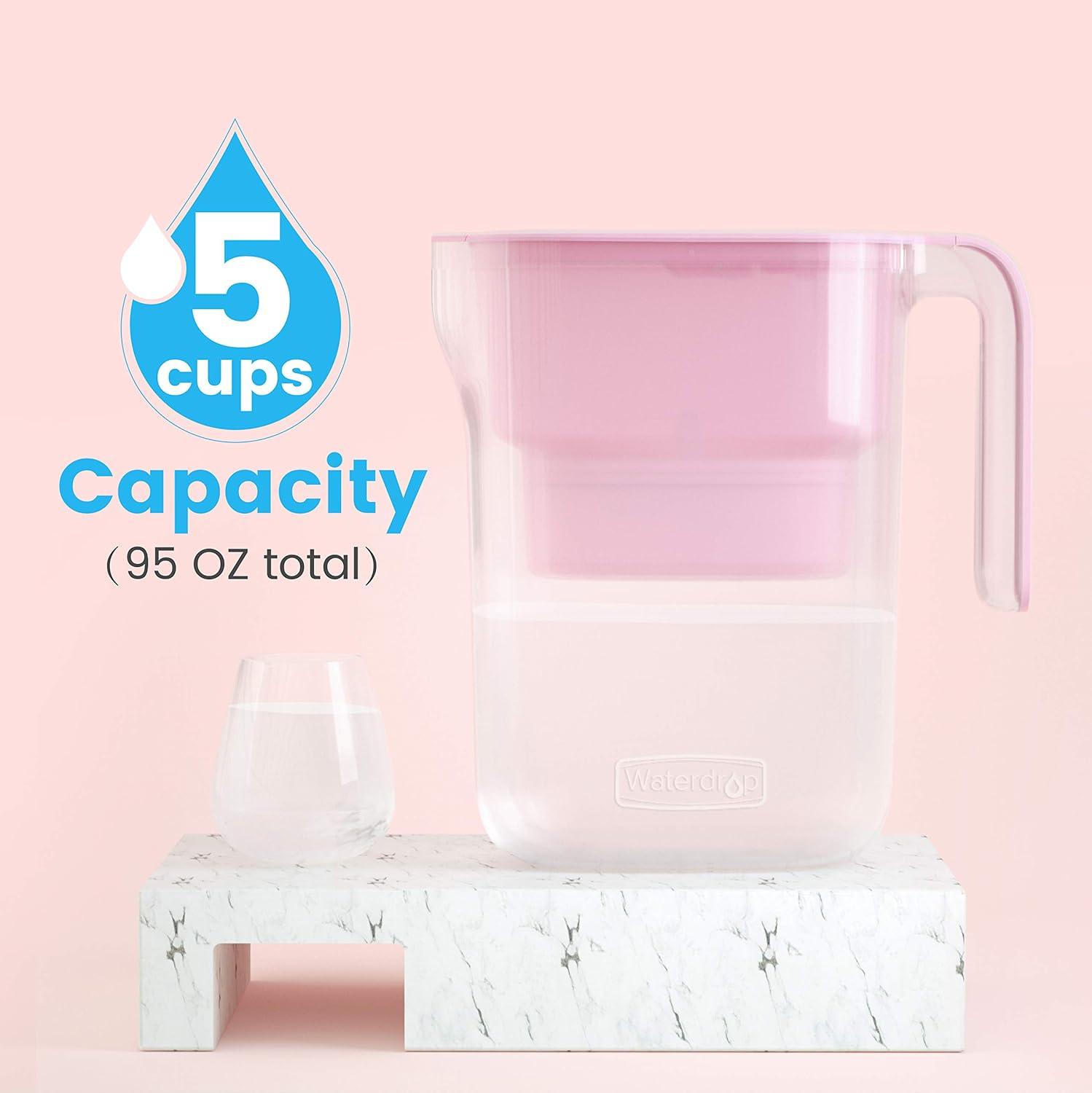 imageWaterdrop Water Filter Pitcher 200Gallon LongLife Countertop NSF Certified Water Purifier Replaces 6400 Plastic Water Bottles a Year Reduces Chlorine PFOAPFOS 7Cup BlackBabyPink