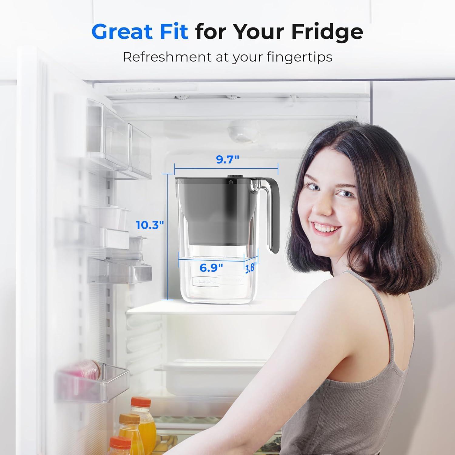 imageWaterdrop Water Filter Pitcher 200Gallon LongLife Countertop NSF Certified Water Purifier Replaces 6400 Plastic Water Bottles a Year Reduces Chlorine PFOAPFOS 7Cup BlackBlack