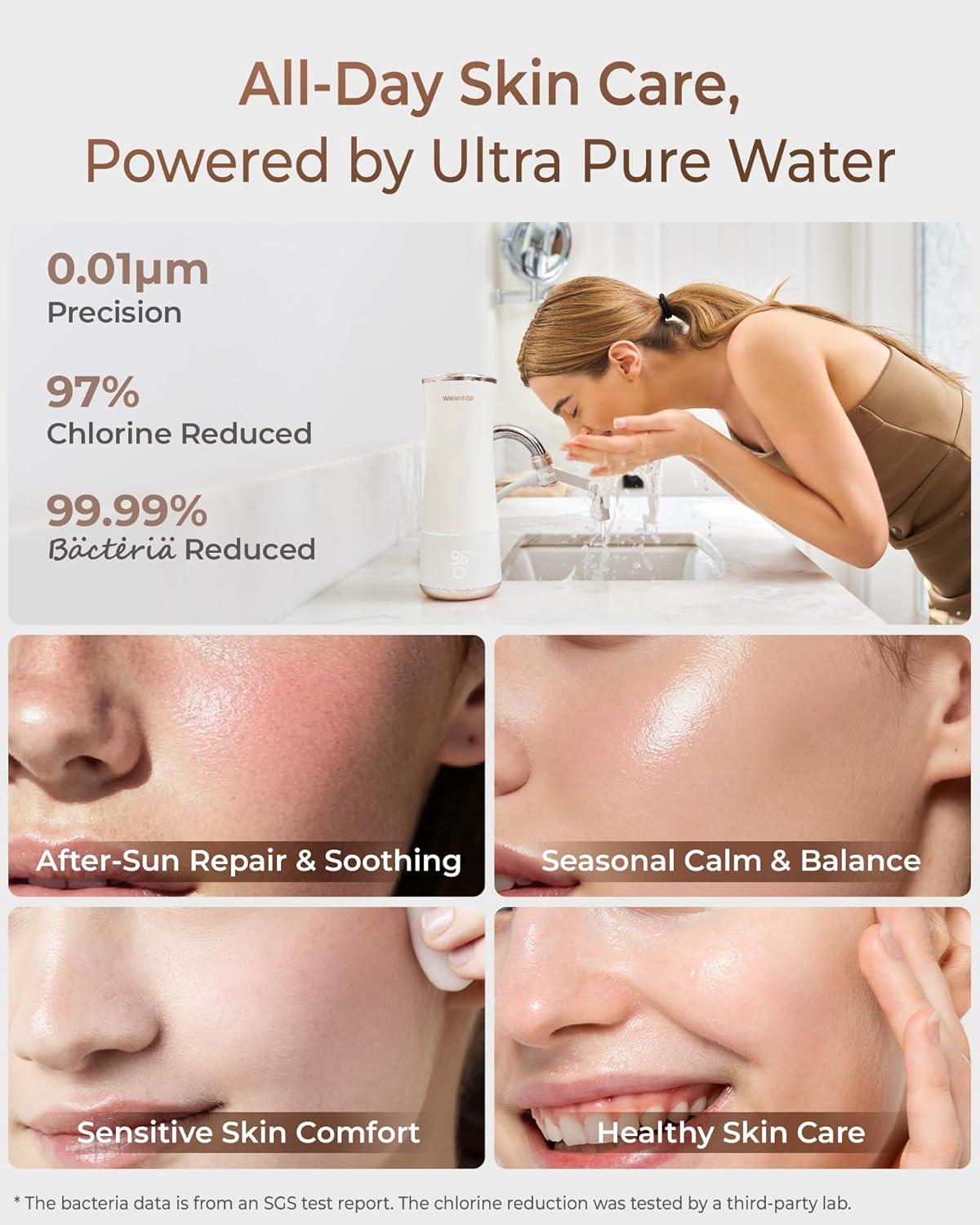 imageWaterdrop Water Filter for Sink Faucet 4000 Gallons Countertop Water Filter System and Filter Life Reminder Reduces Heavy Metals Bad Odor and 99 Chlorine WDCTF05 1 FilterSkincare Face Washer