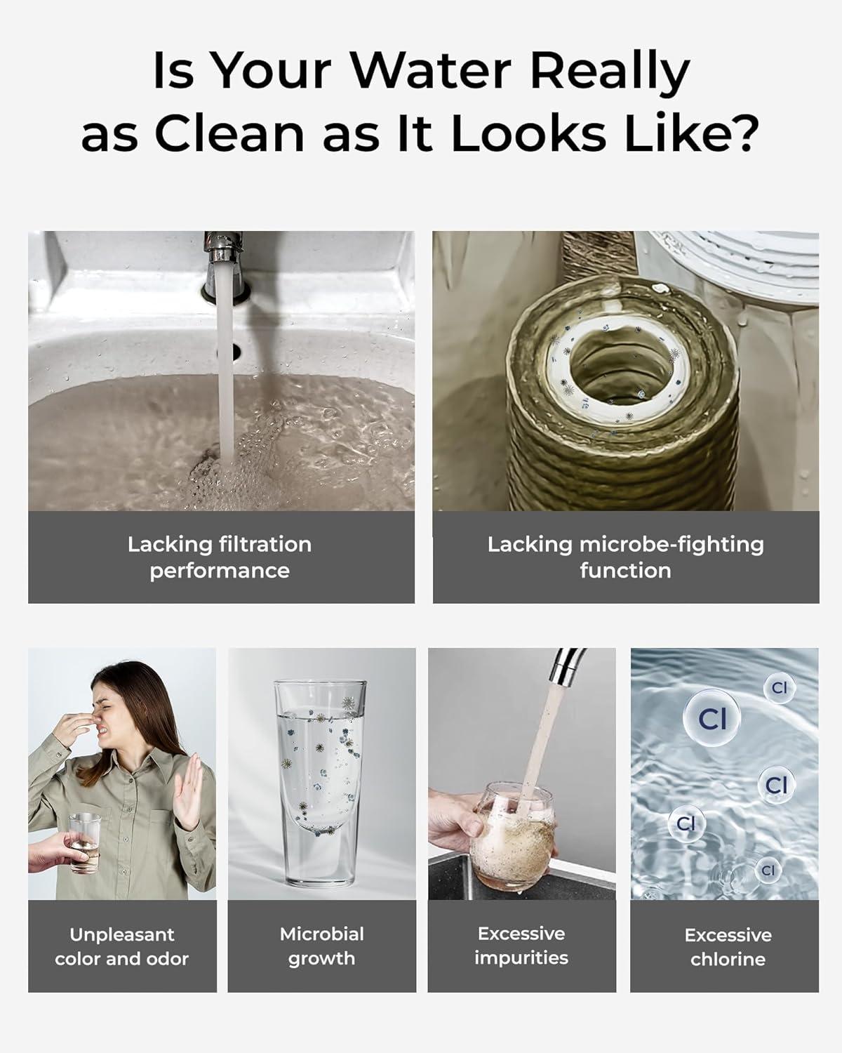 imageWaterdrop Water Filter for Sink Faucet 4000 Gallons Countertop Water Filter System and Filter Life Reminder Reduces Heavy Metals Bad Odor and 99 Chlorine WDCTF05 1 FilterStainless Steel