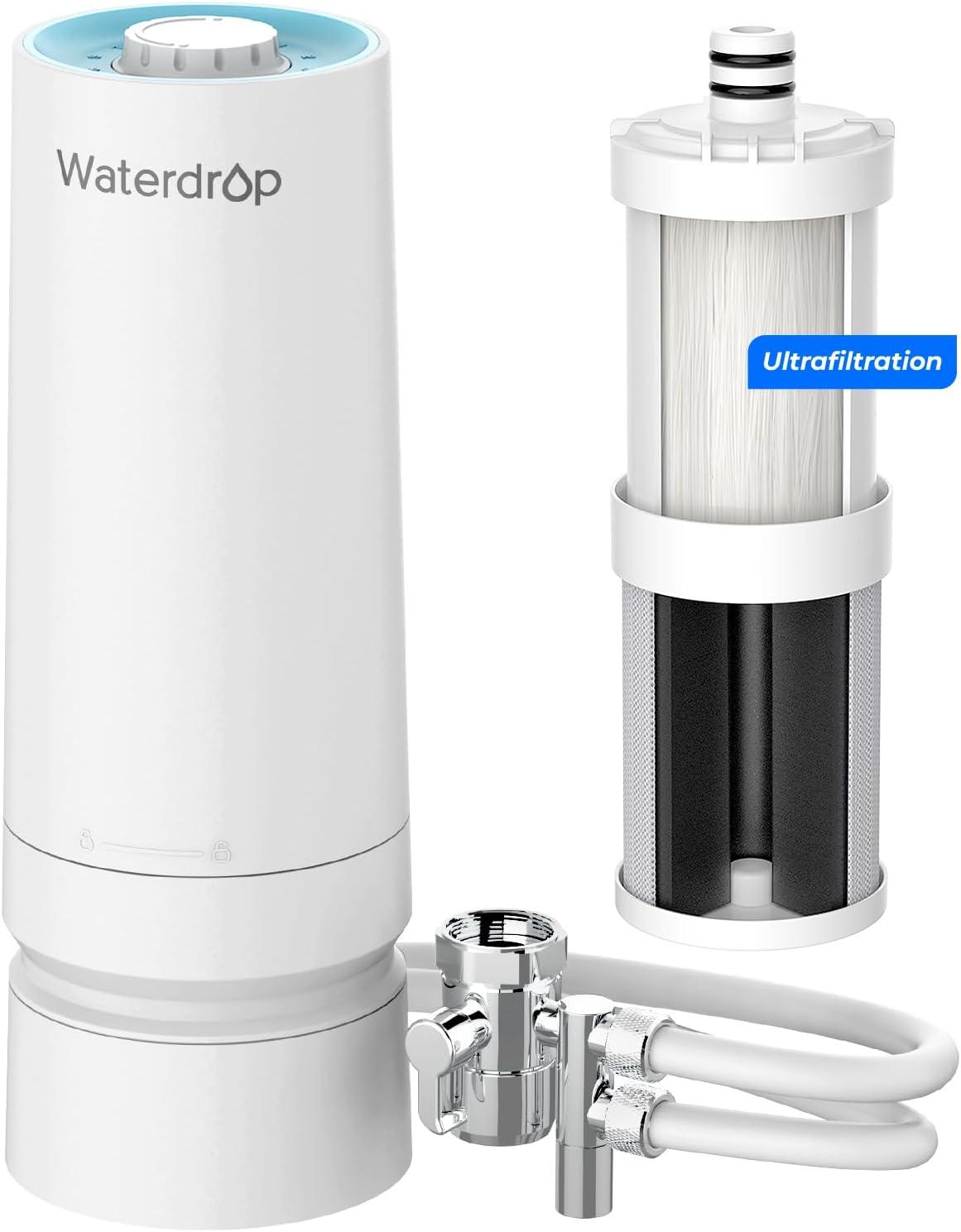 imageWaterdrop Water Filter for Sink Faucet 4000 Gallons Countertop Water Filter System and Filter Life Reminder Reduces Heavy Metals Bad Odor and 99 Chlorine WDCTF05 1 FilterPlastic