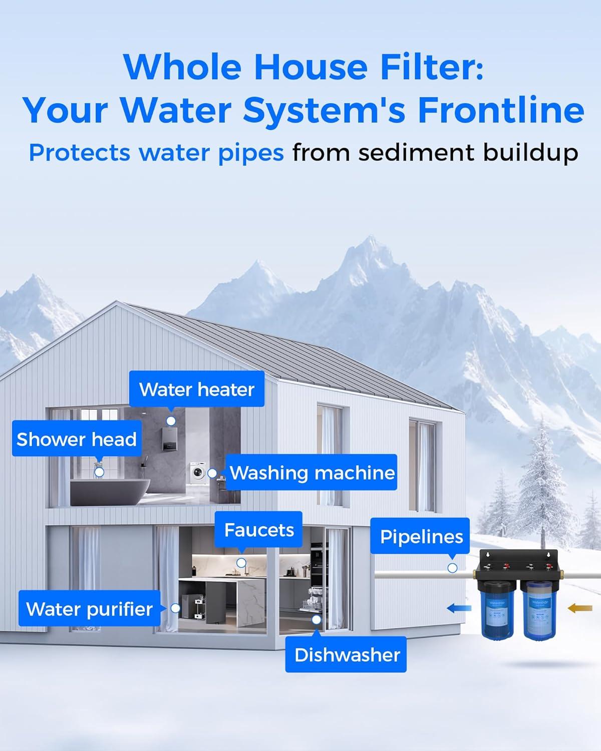 imageWaterdrop Whole House Water Filter Carbon Filter Reduce Iron ampamp Manganese Filter Cartridge Replacement for GE GXWH40L FXHTC Ispring Culligan RFCBBSA Whirlpool Any 10quot x 45quot System 5 MicronCTO Carbon Sediment Filter