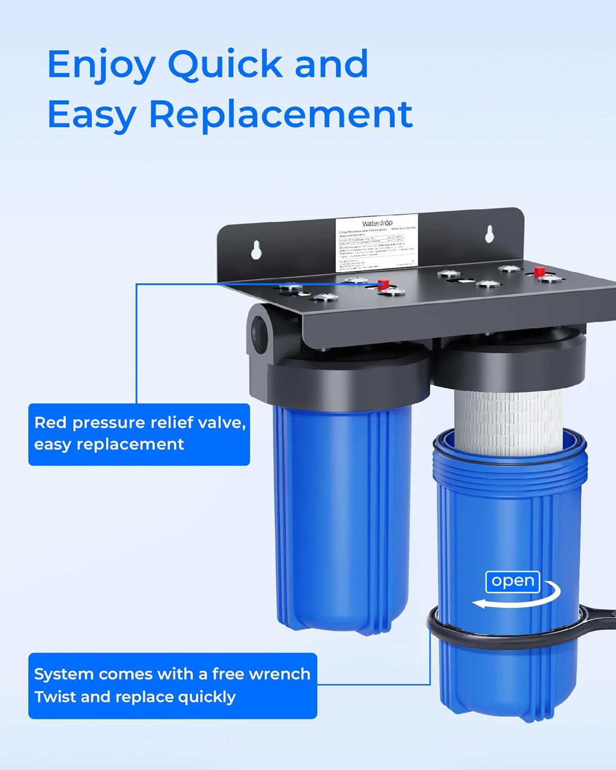 imageWaterdrop Whole House Water Filter Carbon Filter Reduce Iron ampamp Manganese Filter Cartridge Replacement for GE GXWH40L FXHTC Ispring Culligan RFCBBSA Whirlpool Any 10quot x 45quot System 5 MicronReduce Heavy Metal Filter