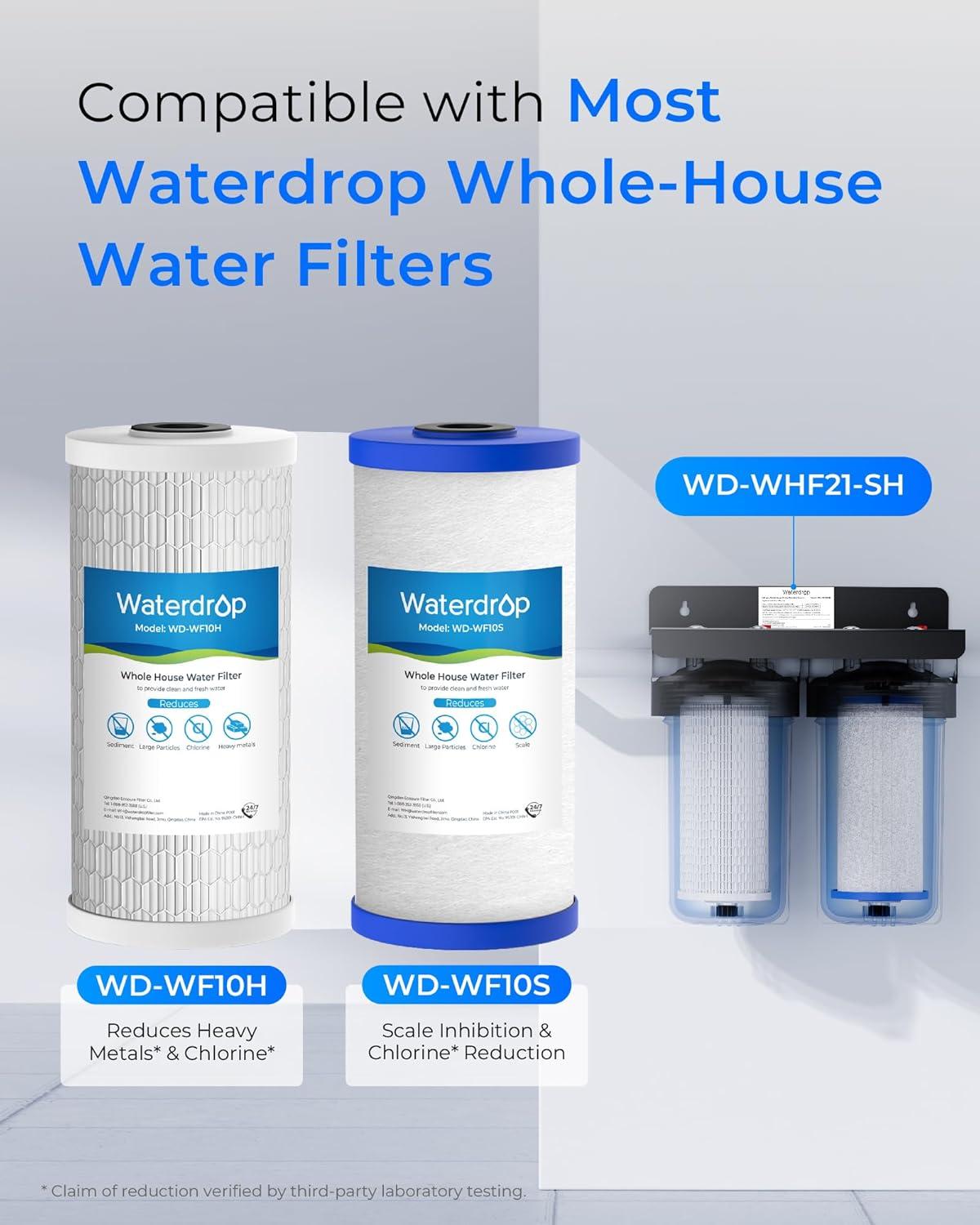 imageWaterdrop Whole House Water Filter Carbon Filter Reduce Iron ampamp Manganese Filter Cartridge Replacement for GE GXWH40L FXHTC Ispring Culligan RFCBBSA Whirlpool Any 10quot x 45quot System 5 MicronAntiScale  Heavy Metal Filter