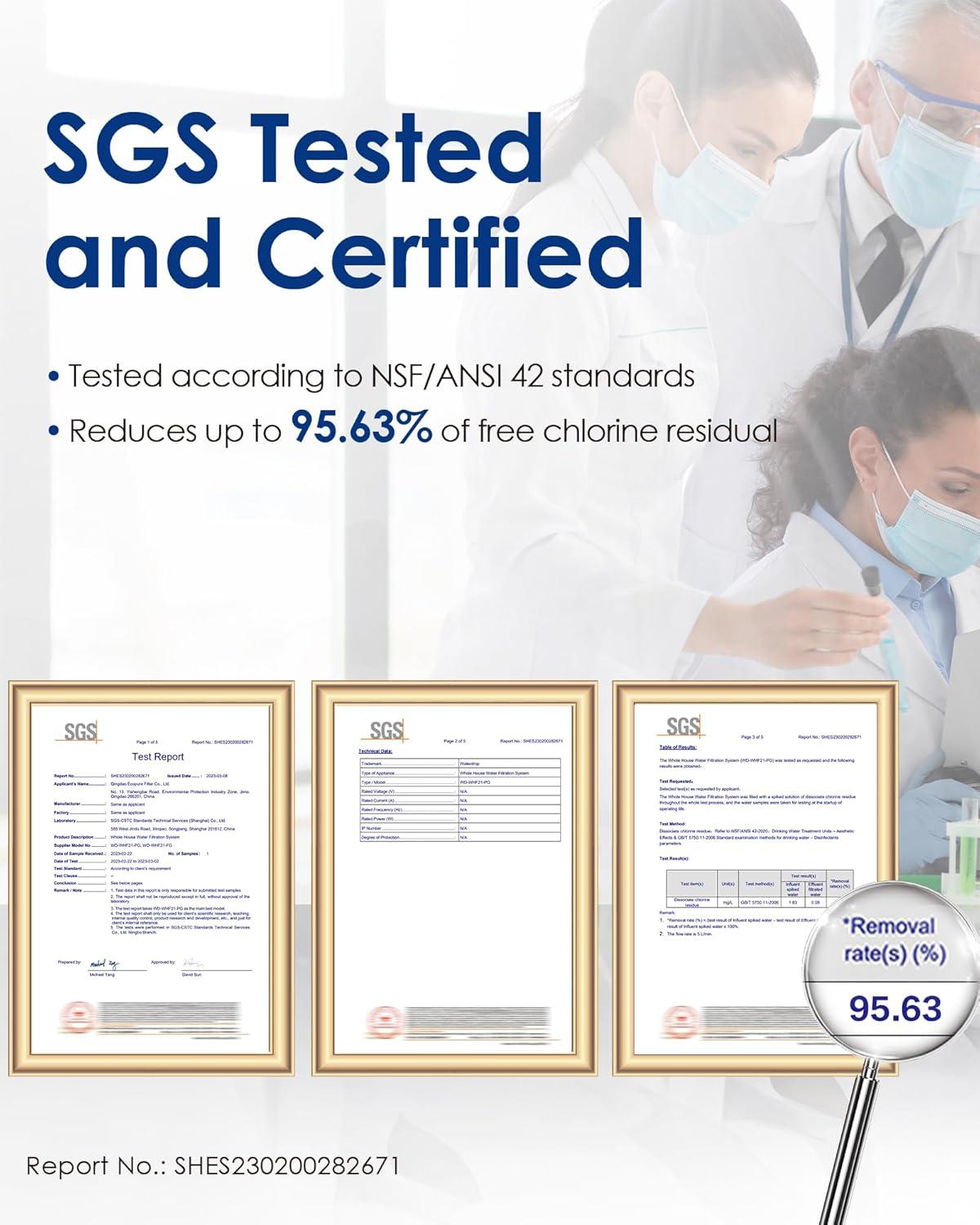 imageWaterdrop Whole House Water Filter System with Carbon Filter and Sediment Filter 5Stage Filtration Highly Reduce Lead Chlorine Odor and Taste 2Stage 5 Micron WDWHF21PG 1quot InletOutletStandard Sediment Filter