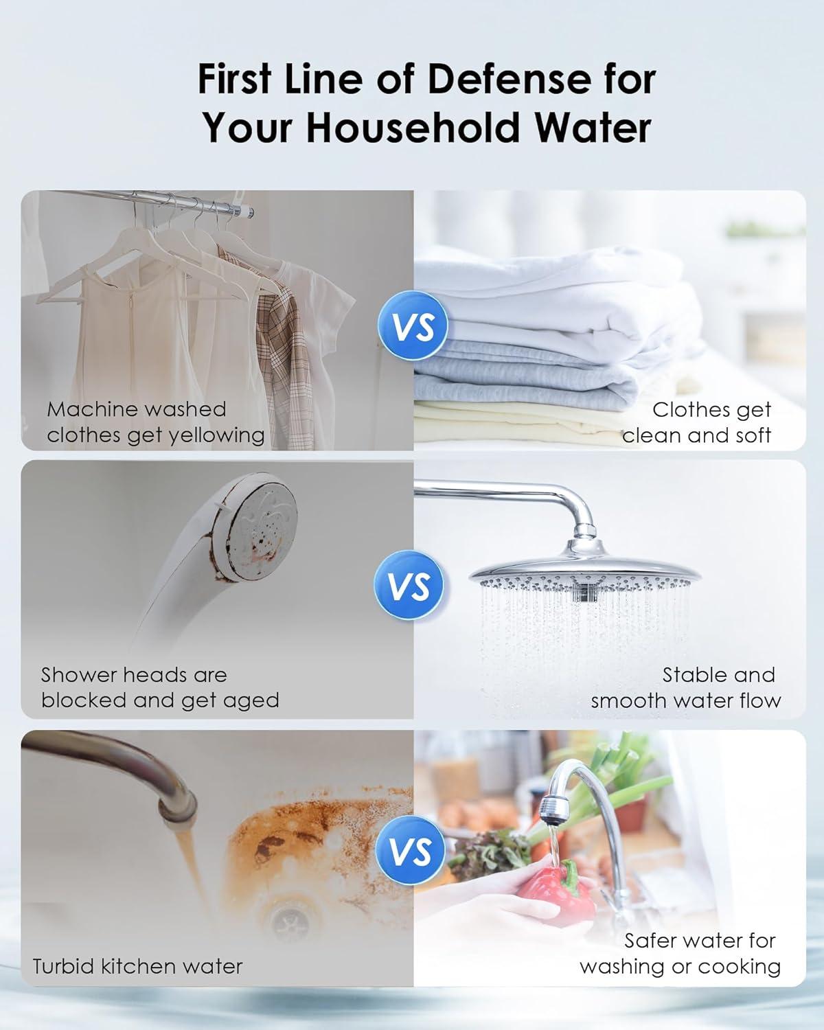 imageWaterdrop Whole House Water Filter System with Carbon Filter and Sediment Filter 5Stage Filtration Highly Reduce Lead Chlorine Odor and Taste 2Stage 5 Micron WDWHF21PG 1quot InletOutletStandard Sediment Filter