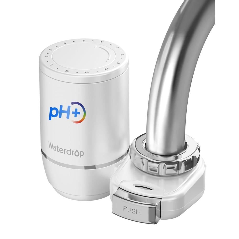 imageAlkaline Waterdrop Water Filter for Sink Faucet Filter Life Reminder 320 Gallon Tap Water Filter for Kitchen Sink NSF Certified Reduces Chlorine Faucet Mount Water Filtration System 1 FilterAlkaline