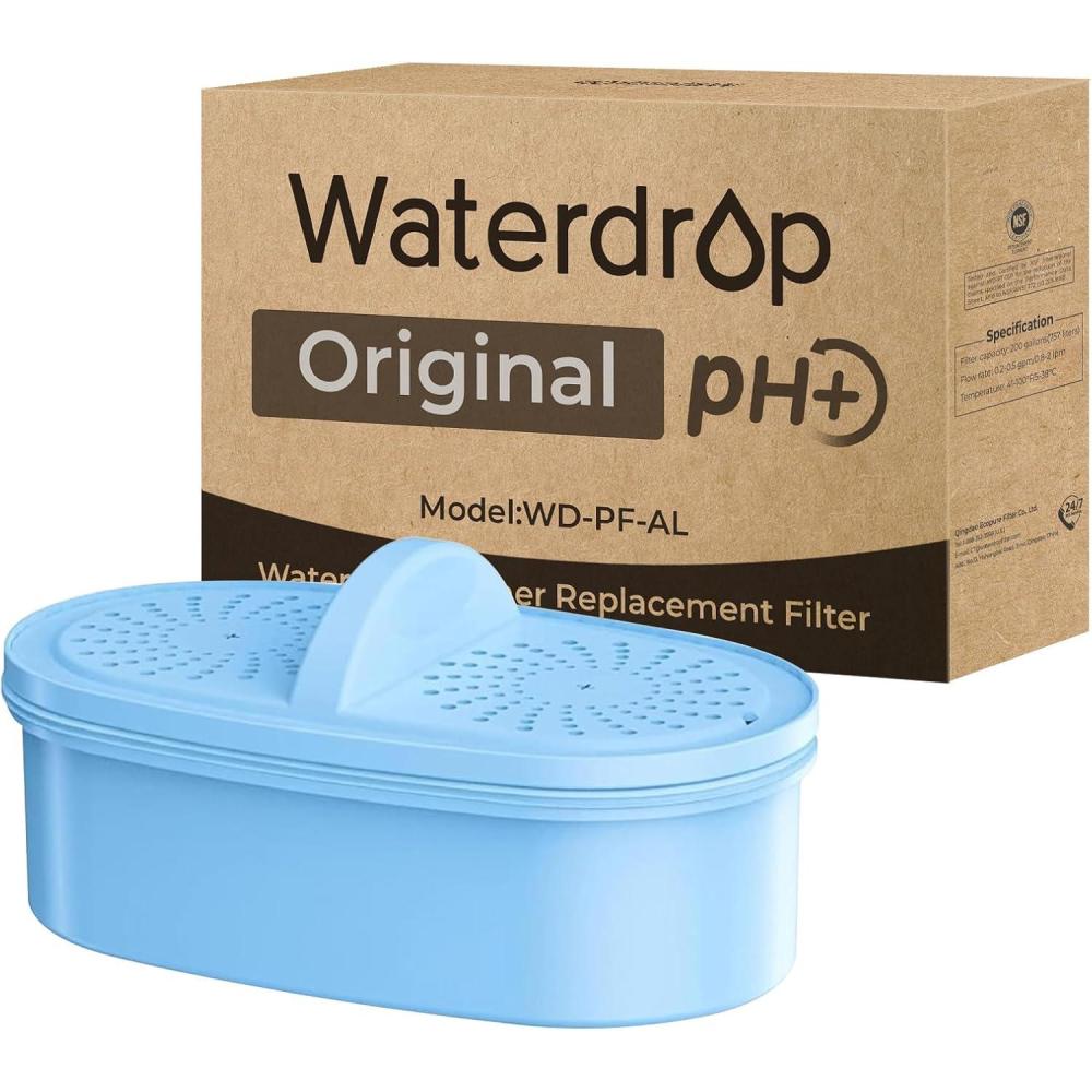 imageOriginal Waterdrop Alkaline Water Filter Replacement for All Waterdrop Pitcher and Dispenser Filtration System Increase PH Improved Coffee Taste Last Up to 2 Months or 100 Gallons Pack of 3Blue