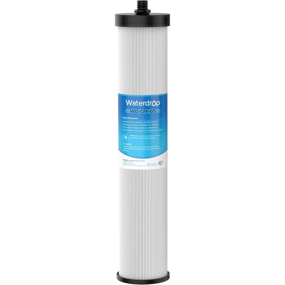 imageSilver ionsWaterdrop WDCFF05 Replacement Filter Countertop Water Filter 5000 Gallons Longer Filter Life Reduces PFOA PFOS Chlorine Sediment 1 Pack