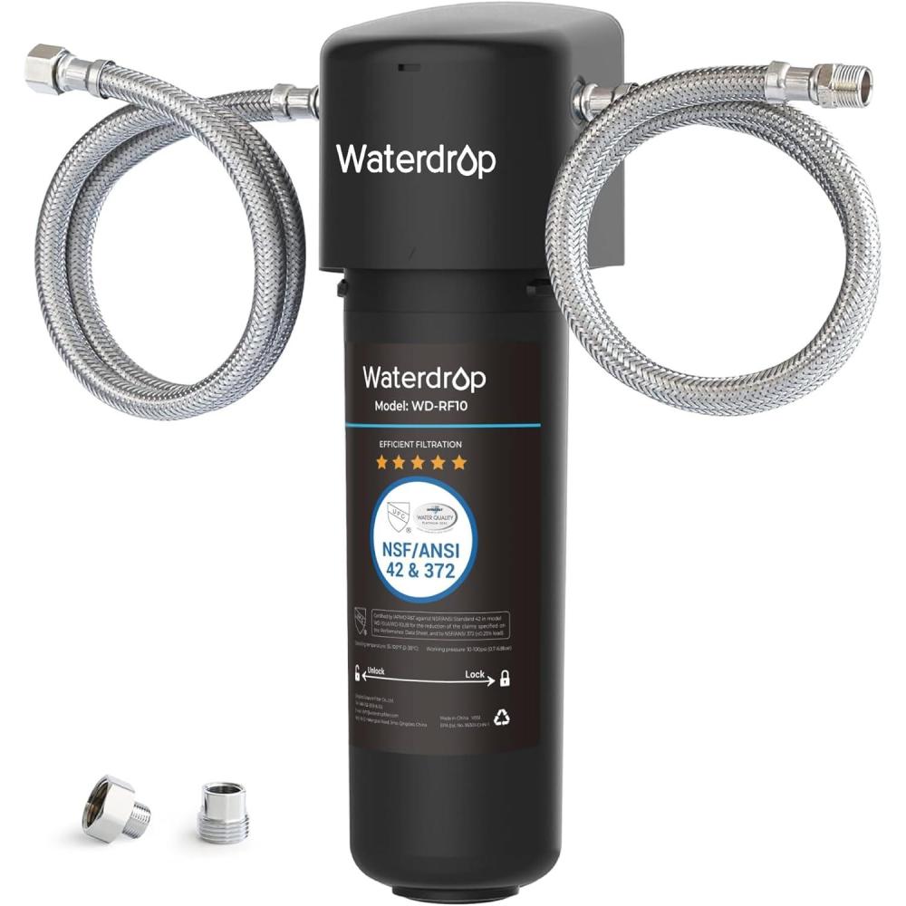 imageWaterdrop 10UA Under Sink Water Filter System Reduces PFAS PFOAPFOS Lead Chlorine Bad Taste ampamp Odor Under Counter Water Filter Direct Connect to Kitchen Faucet NSFANSI 42 Certified 1 YearBlack