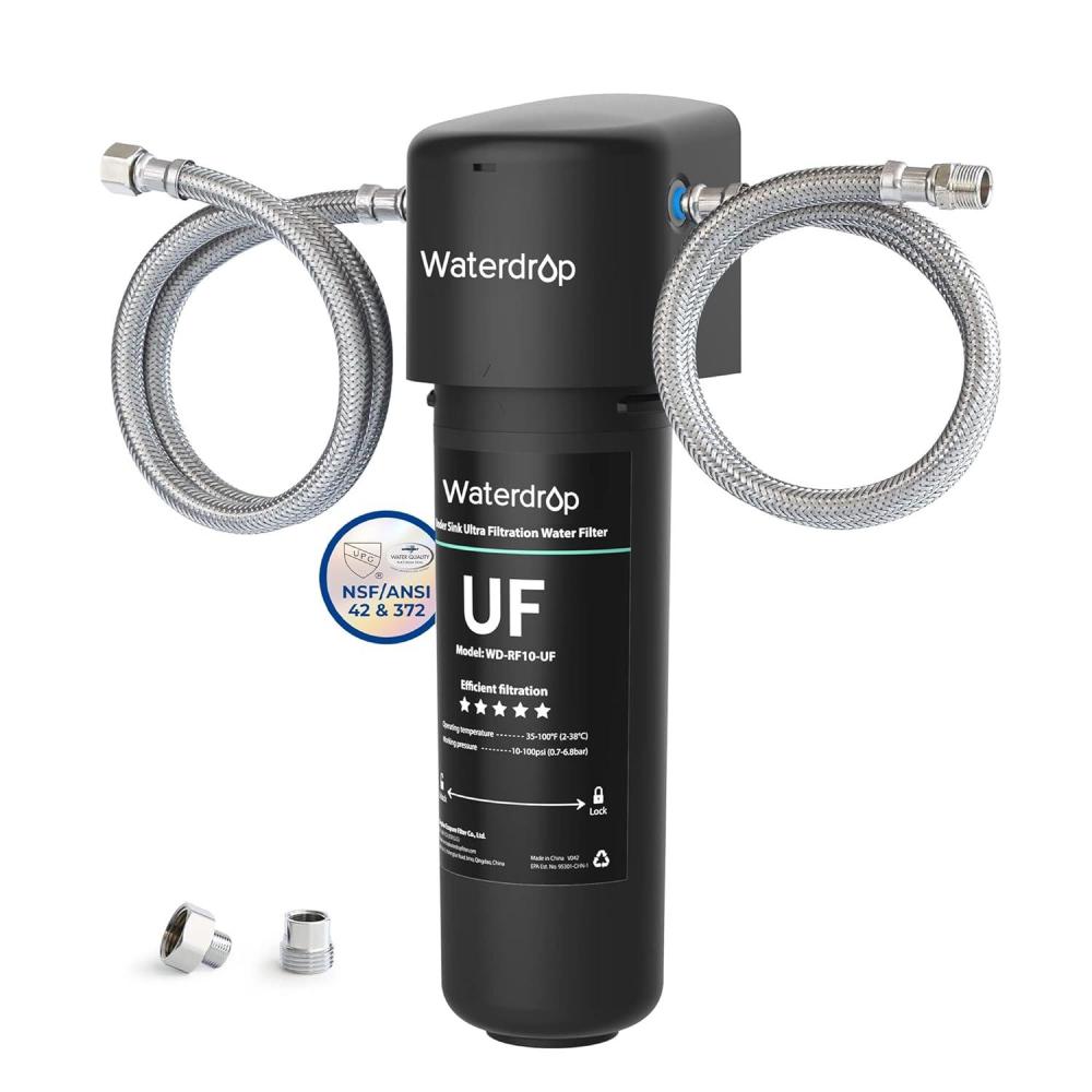 imageWaterdrop 10UAUF     Under Sink Water Filter for Batria Reduction 11000 Gallons Reduces Lead Chlorine Bad Taste ampamp Odor Direct Connect to Kitchen FaucetBlackPremium
