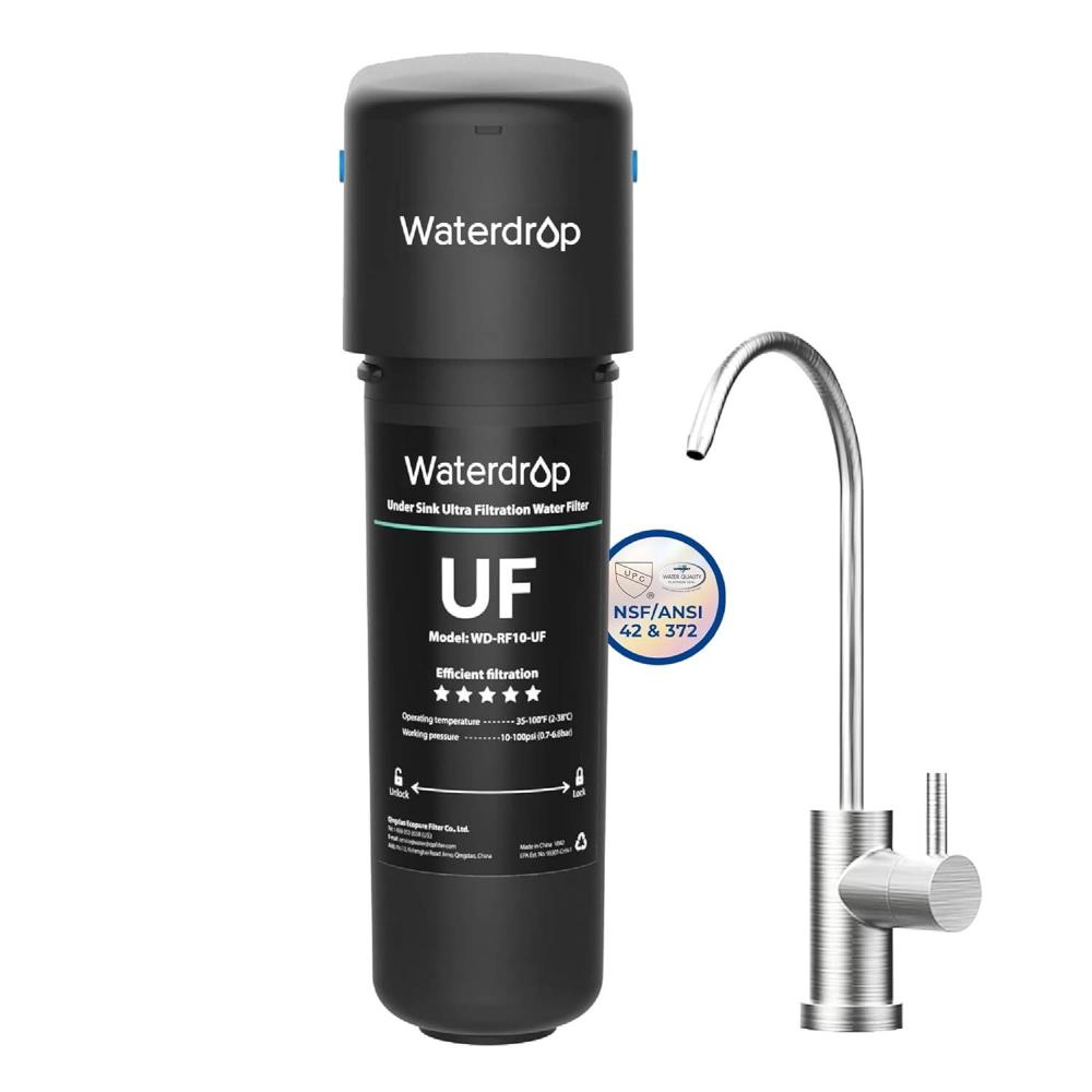 imageWaterdrop 10UAUF     Under Sink Water Filter for Batria Reduction 11000 Gallons Reduces Lead Chlorine Bad Taste ampamp Odor Direct Connect to Kitchen FaucetBlackPremiumwith Faucet