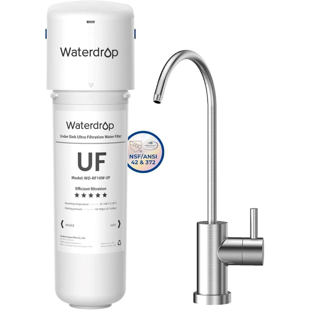 imageWaterdrop 10UB Under Sink Water Filter Reduces PFAS PFOAPFOS Lead Chlorine Bad Taste NSFANSI 42 Certified 11K Gallons Easy InstallationWhite