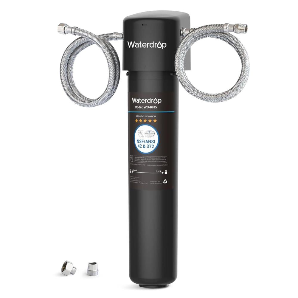 imageWaterdrop 15UA Under Sink Water Filter System 2 Years Reduces Lead Chlorine Bad Taste ampamp Odor Under Counter Water Filter Direct Connect to Kitchen Faucet NSFANSI 42 Certified USA TechBlackbasic