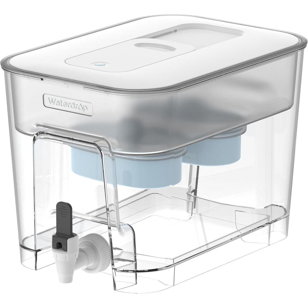 imageWaterdrop 40Cup Large Water Filter Dispenser with 1 Filter 200Gallon LongLife for Home and Office 5X Times Lifetime Reduces Chlorine PFOAPFOS and More BPA Free BlackWhiteAlkaline