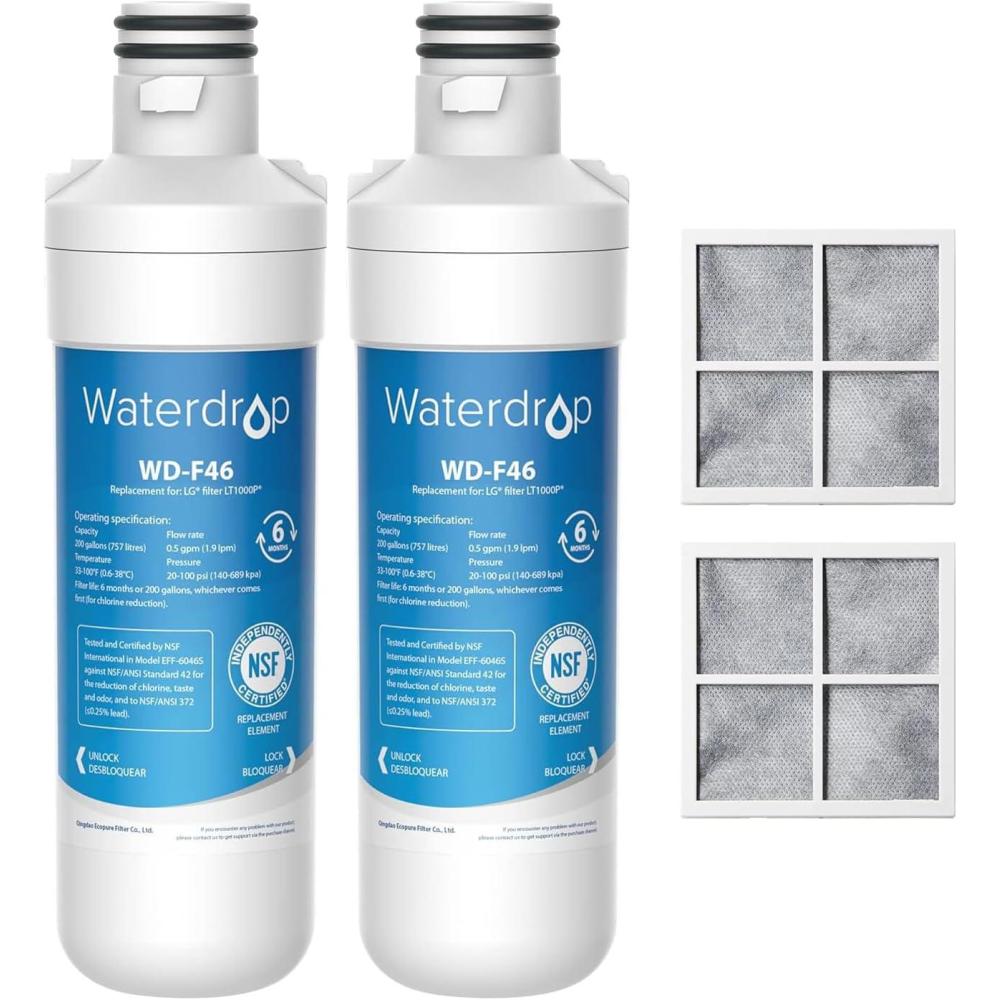 imageWaterdrop ADQ747935 LT1000PC Replacement for LG LT1000PPCPCS ThinQ Refrigerator Water Filter LFXS26973S LMXS28626S LMWS27626S LFXS28596S ADQ74793501 and LT120F 3 Combo2