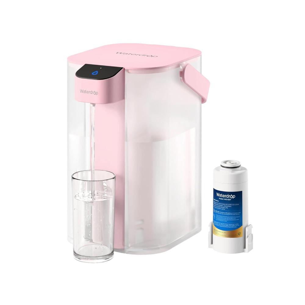imageWaterdrop Alkaline Electric Water Filter Pitcher Rechargeable Water Dispenser Instant 200Gallon 15Cup Countertop System NSFANSI 42 Reduce PFOAPFOS Chlorine Lead Blue with 1 FilterBlush pink