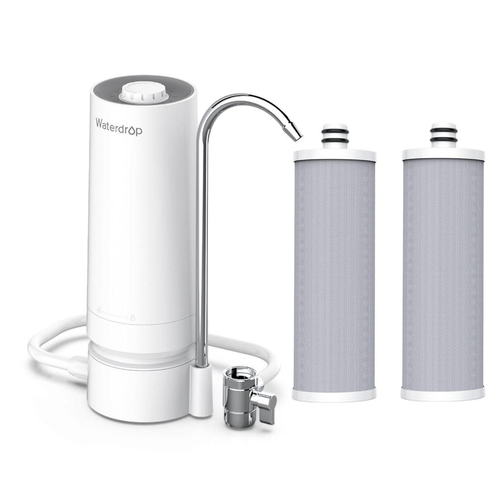 imageWaterdrop Countertop Water Filter 4000 Gallons Water Filter for Sink Faucet and Filter Life Reminder Reduces Heavy Metals Bad Odor and 99 Chlorine 2 Filter Included WDCTF05