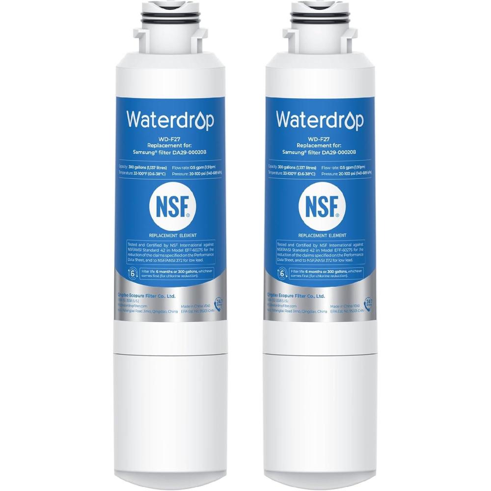 imageWaterdrop DA2900020B Refrigerator Water Filter Replacement for Samsung HAFCINEXP DA2900020AB DA2900020B1 RF263BEAESR RF28HMEDBSR RF263TEAESG RF4287HARS 3 Filters Package May Vary2 Count Pack of 1