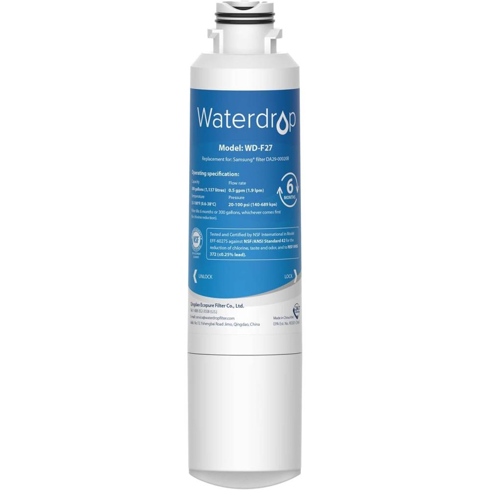 imageWaterdrop DA2900020B Replacement for Samsung Water Filter HAFCINEXP DA2900020B HAFCIN DA2900020B1 RF28HMEDBSR RF263BEAESR RS25J500DSR RF263TEAESG HDX FMS2 DA9708006A1 1 Filter1 Count Pack of 1