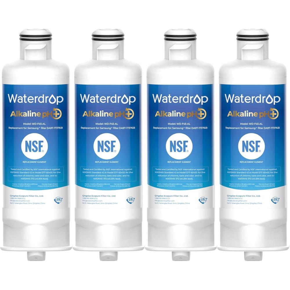 imageWaterdrop DA9717376B Replacement for Samsung HAFQINEXP DA9708006C RF28R7201SR RF28R7351SG WDF45 Refrigerator Water Filter 2 Filters4