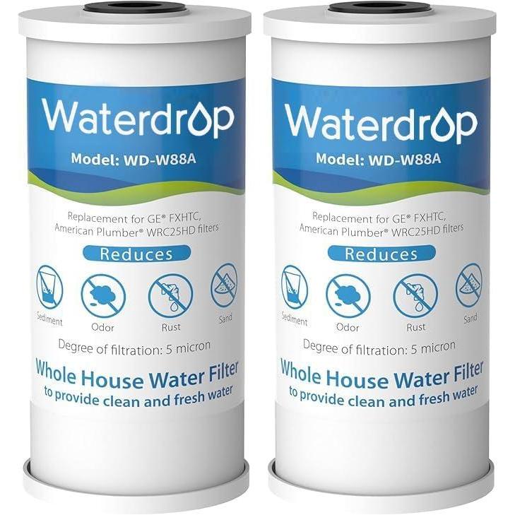 imageWaterdrop FXHTC Whole House Carbon Water Filter Replacement for GE FXHTC GXWH40L GXWH35F Culligan RFCBBSA American Plumber W10PR W10BC WRC25HD 10quot x 45quot Cartridge 5 Micron Pack of 32