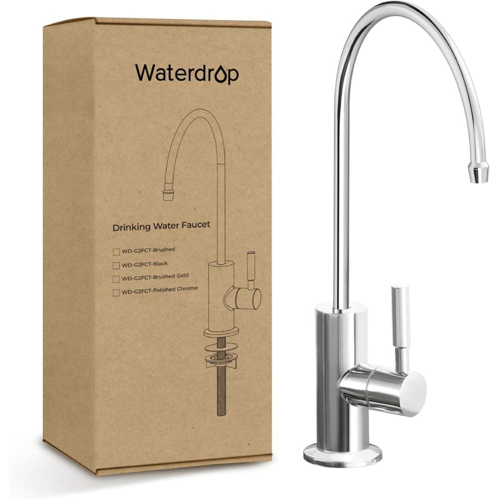 imageWaterdrop Filtered Water Faucet Drinking Water Faucet Reverse Osmosis Faucet RO Faucet Water Filter Faucet for Kitchen Sink Water Dispenser Faucet Stainless Steel LeadFreePolished Chrome