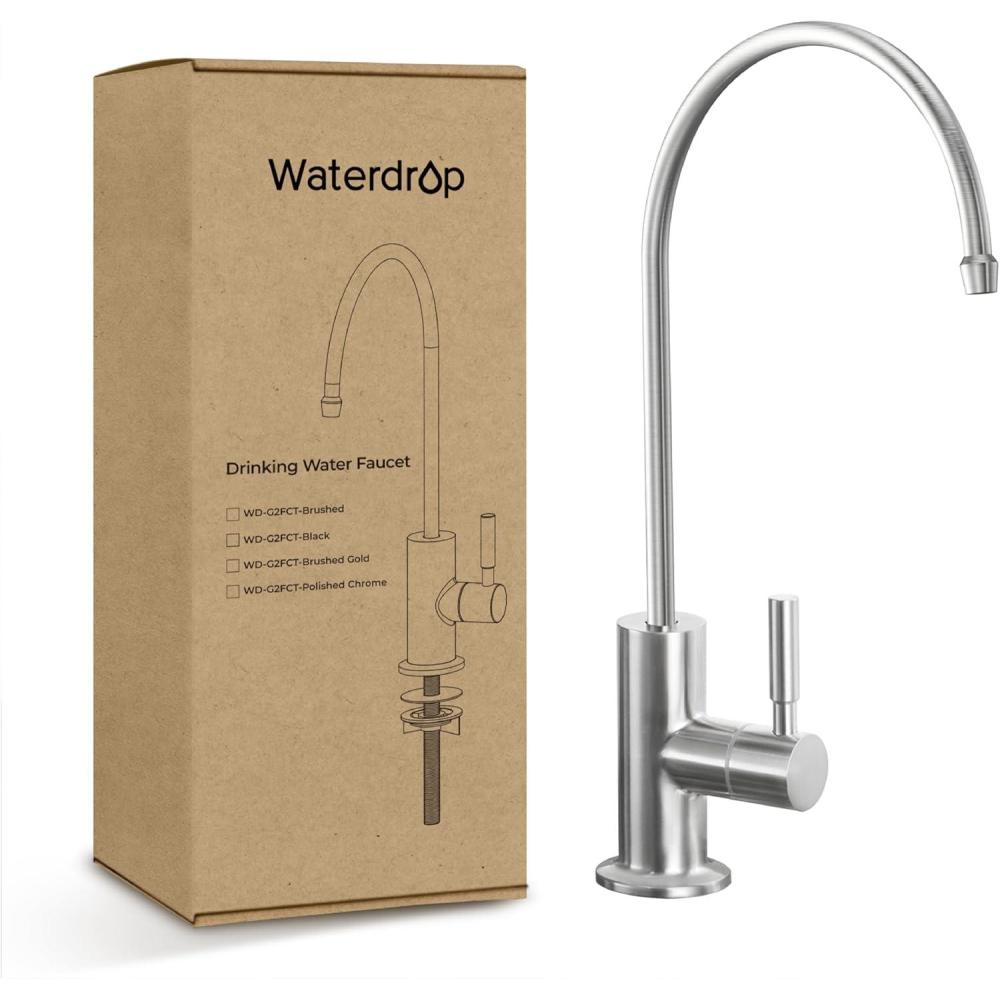 imageWaterdrop Filtered Water Faucet Drinking Water Faucet Reverse Osmosis Faucet RO Faucet Water Filter Faucet for Kitchen Sink Water Dispenser Faucet Stainless Steel LeadFreeBrushed Stainless Steel